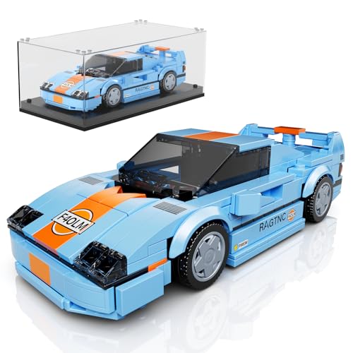 Mould King 27077 Technik Speed Champion Rennwagen Klemmbausteine F40 LM Auto Bausteine Sportwagen Bauspielzeug mit Acryl Vitrine Modellautos zum Sammeln (435 Teile) von Mould King