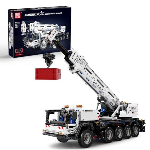 Mould King 17034 Technik Ferngesteuert Kran Bausteine Spielzeug RC LKW Autokran Baufahrzeug Crane Klemmbausteine Bausatz mit Fernbedienung und 4 Motoren(2819 Teile) von Mould King