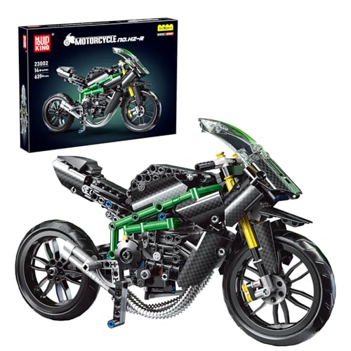 Mould King 23002 Technik Ninjaa H2R Klemmbausteine Motorrad Spielzeug Rennen Supermotorrad Bausteine Kompatibel mit Andere Marken (639 Teile) von Mould King