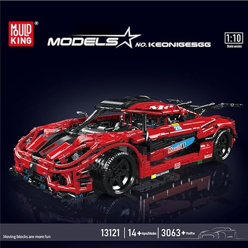 Mould King Sports Racing Car Brick Model Red 3063/pcs Static 13121 von Mould King