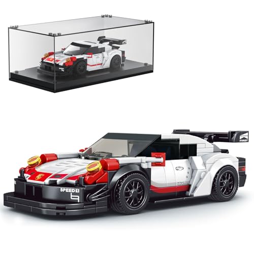 Mould King 27010 Speed Champions Rennwagen Bausteine 911 RSR Sportwagen Klemmbausteine mit Acryl-Vitrine Modellautos zum Sammeln (349 Teile) von Mould King