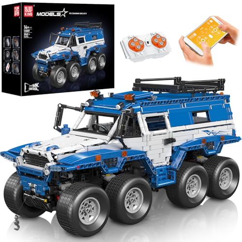 Mould King Technik Geländefahrzeug Bausteine Modell, 3062 Teile Ferngesteuert Geländewagen Bausatz Kit, Ferngesteuert Offroader Bausatz mit Fernbedienung und App Dual Control (Blau) von Mould King