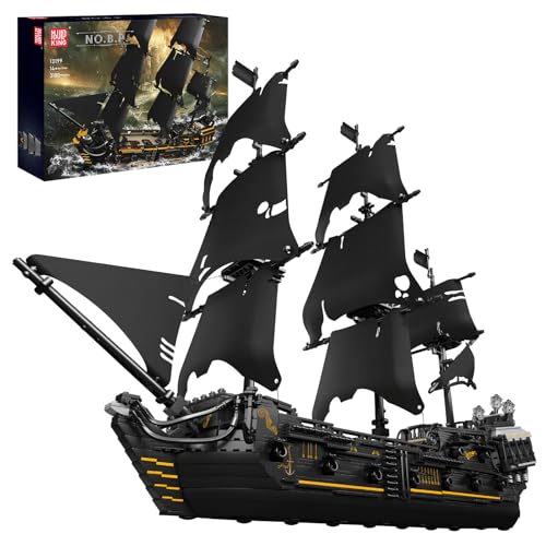 Mould King Technik Piratenschiff Modell,Black Pearl Segelschiff, 2868 Teile Groß MOC Bausteine, DIY Modellbausatz Technologie Klemmbausteine Bausatz von Mould King