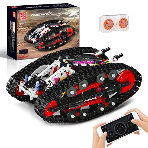 Mould King 13154 Technik Ferngesteuert Bauspielzeug Tracked Racer Transformationsfahrzeug Klemmbausteine STEM Modellbausatz 360° Flip (836 Teile) von Mould King