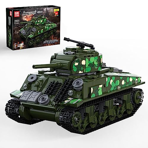 Mould King 20024 Technik Militär Panzer Bausteine Modell RC Panzer M4 Sherman Tank Fernbedienung Klemmbausteine Spielzeug Geschenk für Erwachsene und Jugendliche(961 Teile) von Mould King