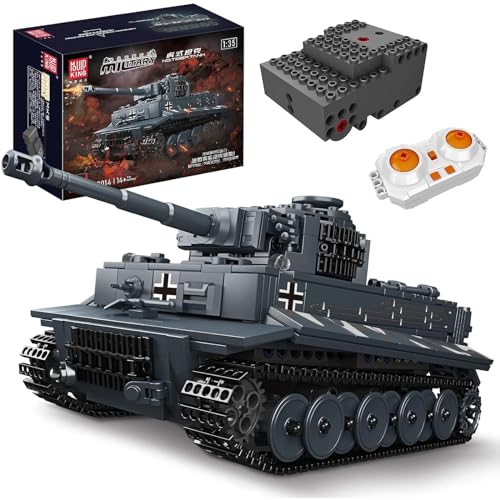 Mould King 20014 MOC Tiger-Panzer Ferngesteuert mit elektrischem Gyroskop und Sound Technik Transporter Tank, Technologie Klemmbausteine Bausatz （800+ pcs） von Mould King