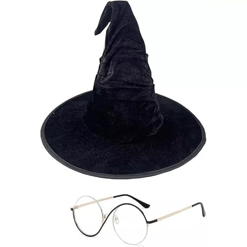 Uni Cosplay Brille und Hut für UK Film Wicked's Elphaba - Kreisbrille für Hexenparty (1 Set) von Mounteps