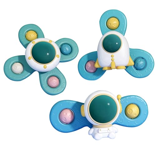 Baby Spinner mit Saugnäpfeln, Saugnäpftassen -Spinner für Babys,Tragbares sensorisches Zappel für - Space Theme Spinner Spielzeug mit rotierender Saugnapfbecher für die frühe Entwicklung von Moxeupon