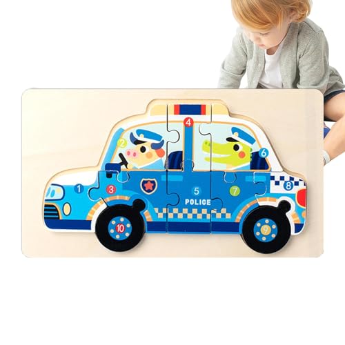 Holzpuzzles für Kleinkinder, Holzpuzzles in Auto- und LKW-Form | Bunte Holzpuzzles für Kleinkinder im Fahrzeugdesign - Multifunktionale Vorschul-Lernaktivitäten, pädagogisches sensorisches von Moxeupon