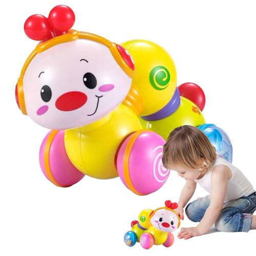 Lernen Sie, Spielzeuge zu kriechen, musikalisches Kriechspielzeug - Kreative Cartoon Musical Caterpillar mit Licht - Light-up Move and Walk Toy für 6-18 Monate zum Geburtstag, Ostern im Alter von Moxeupon