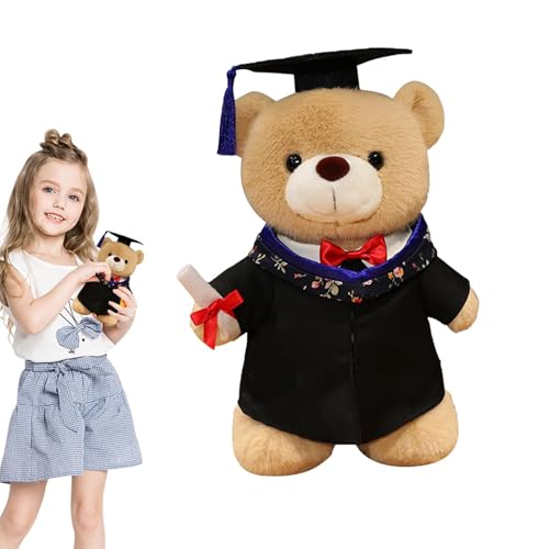 Moxeupon Abschlussbär Plush DUSP, Abschlussbär ausgestopftes Spielzeug, Grad Bear Plüschspielzeug mit Kleidhut gefülltes Tier, Kissen mit Diplom High School Wohnkultur für Kindergärtner werfen von Moxeupon