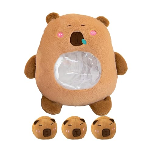 Moxeupon Capybara-Kuscheltiere, süßes Capybara-Plüschkissen - Capybara Snackbeutel Plüschkissen | Weiche braune Puppe, niedliches Tier-Plüschtier, Capibara-Plüschpuppe für Kinder und Erwachsene von Moxeupon