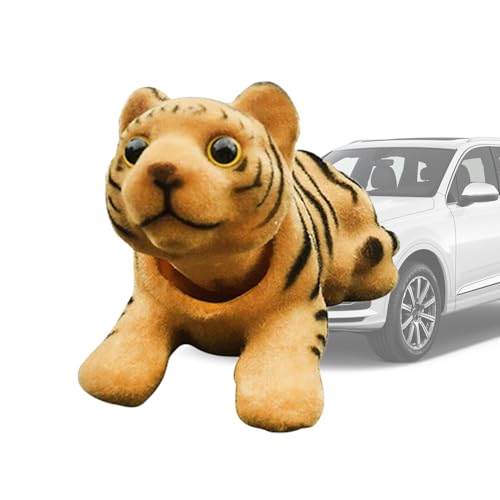 Moxeupon Harz-Wackelschüttelkopf-Spielzeug, Auto-Armaturenbrett-Tierspielzeug | Wackelkopf-Figur „Glückstiger mit schüttelndem Kopf“ - Kopfschüttelnder Tiger-Dekor, Glücks-Tiger-Figur für Auto, von Moxeupon