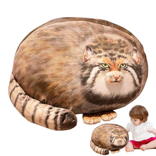 Moxeupon Niedliches Pallas Cat Plush Toy, Pallas Cat Body Pillow - 3D niedliche weiche Katzenpuppe simuliert - Umarme Plüsch -Begleiter ausgestopftes Tierspielzeug für Kinder, Feiertage, Erwachsene von Moxeupon