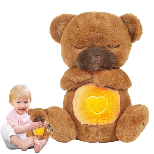 Moxeupon Sie Baby Soother, atmen Schlafpuppe beruhigend Plüsch - Beruhigende Musik ausgestopfte Puppe - Weiche Babys Stofftiere Plüschspielzeug für Mädchen Kinder Freunde von Moxeupon