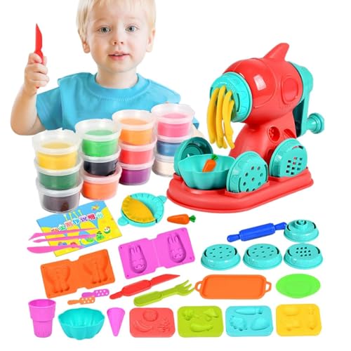 Moxeupon Ton-Set Spielen - Fun Play Dough Küchenkreationen,Nudelmaschine Eiscreme Party Play Food Set für Kinder Kinder Pretend Play Dough Toys von Moxeupon