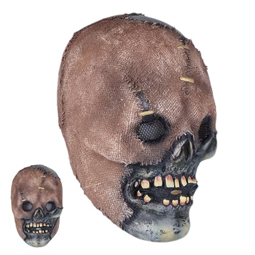 Moxeupon Totenkopf-Gesichtsbedeckung, Halloween-Schädel-Gesichtsbedeckung | Halloween Horror Gesicht Erwachsenenkostüm - Realistische Grusel-Requisiten für Horror-Cosplay, ideal für Horrorfilme und von Moxeupon