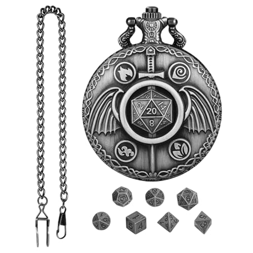 Taschenuhr Muschelgehäuse,Vintage Würfel Taschenuhr,Steampunk-Spaß-Brettspiele mit Vintage-Würfeln - Exquisites Würfelset im Retro-Stil zum Spielen von Würfeln für Partys und Picknicks von Moxeupon