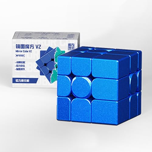 Moyu Mirror Cube V2, 3x3 Magnetic Stickerless Cube 3x3x3 Magic Speed Cube Original, 3D Puzzle Magic Cube Magnetic UV Coated Version for Kids, Teenagers (Blue) von Moyu