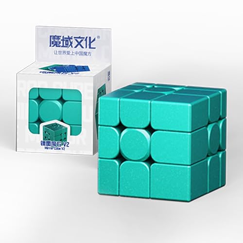 Moyu Mirror Cube V2, 3x3 Stickerless Cube 3x3x3 Magic Speed Cube Original, Traditional 3D Puzzle Magic Cube for Kids, Teenagers (Green) von Moyu