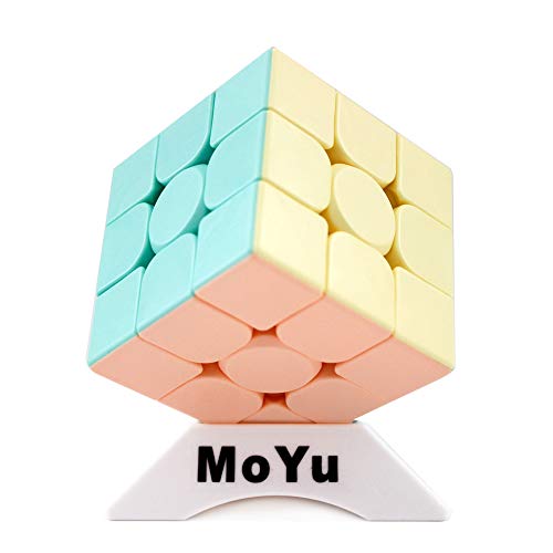 OJIN MoYu MoFang JiaoShi Meilong Serie Würfel Meilong3 3x3x3 Würfel Bright Pink Stickerless Cubing Klassenzimmer Meilong Forsted Surface Puzzle Cube mit einem Würfelstativ von Moyu