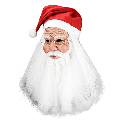 Mppchhn Weihnachtsmann Maske, Santa Maske, Weihnachtsmann-Gesichtsmaske, Nikolausmaske mit Rauschebart, Weihnachtsgesichtsmaske, Cosplay-Gesichtsmaske von Mppchhn