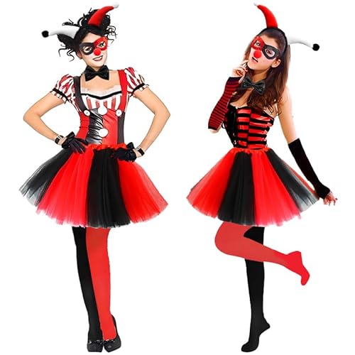 Erwachsene Clown Kostüm Set Halloween Gruseliges Joker Outfit für Männer Frauen - Zirkus Party Verkleidung mit komplettem Zubehör für Horror Themenveranstaltungen Erwachsene Clown Kostüm Set Halloween Gruseliges Joker Outfit für Männer Frauen - Zirkus Party Verkleidung mit komplettem Zubehör für Horror Themenveranstaltungen von Mprocen
