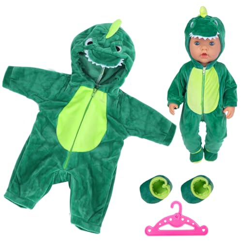 Puppe Dinosaurier-Kleidung für 14-18 Zoll Baby-Puppen, 35-45cm Baby-Puppe Kleidung Outfits, Outfits Jumpsuit mit Kapuze mit 1 Kleiderbügel, Neugeborene Baby Puppen Mädchen Geburtstag von Mprocen