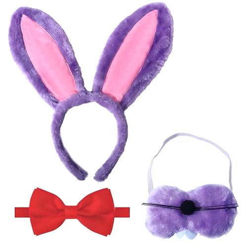 Mprocen 3-teiliges Halloween-Hasenohren-Stirnband-Zubehör-Set für Kinder und Erwachsene, mit Mundstück und Fliege für Kaninchen, Cosplay, Halloween-Kostüme, Karneval, Fasching, Ostern, Weltbuchtag Mprocen 3-teiliges Halloween-Hasenohren-Stirnband-Zubehör-Set für Kinder und Erwachsene, mit Mundstück und Fliege für Kaninchen, Cosplay, Halloween-Kostüme, Karneval, Fasching, Ostern, Weltbuchtag von Mprocen