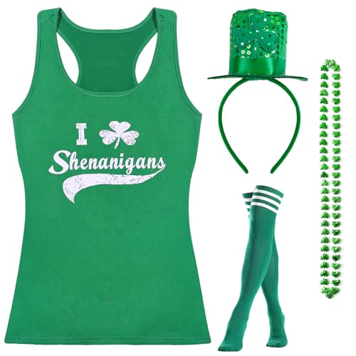 Mprocen Ärmelloses irisches T-Shirt für Damen, St. Patrick's Day, irisches bedrucktes Tanktop, Irland-Kostüm, Verkleidung für St. Patrick's Day, Größe XL von Mprocen