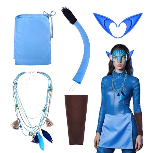 Mprocen Blaues Kostümzubehör-Set für Erwachsene und Kinder, mit Ohren, Armbändern, Halskette, Schwanz, Schürze, Halloween-Party, Cosplay, lustiges Outfit für Kinder, Jungen, Mädchen Mprocen Blaues Kostümzubehör-Set für Erwachsene und Kinder, mit Ohren, Armbändern, Halskette, Schwanz, Schürze, Halloween-Party, Cosplay, lustiges Outfit für Kinder, Jungen, Mädchen von Mprocen