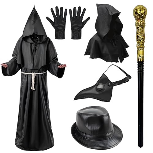Mprocen Plague Doctor Kostüm Komplettset mit Maske, Hut & Umhang - Mittelalter Hexenarzt Verkleidung für Halloween, Karneval, Cosplay - Gruselige Pestarzt Outfit für Herren & Damen Mprocen Plague Doctor Kostüm Komplettset mit Maske, Hut & Umhang - Mittelalter Hexenarzt Verkleidung für Halloween, Karneval, Cosplay - Gruselige Pestarzt Outfit für Herren & Damen von Mprocen