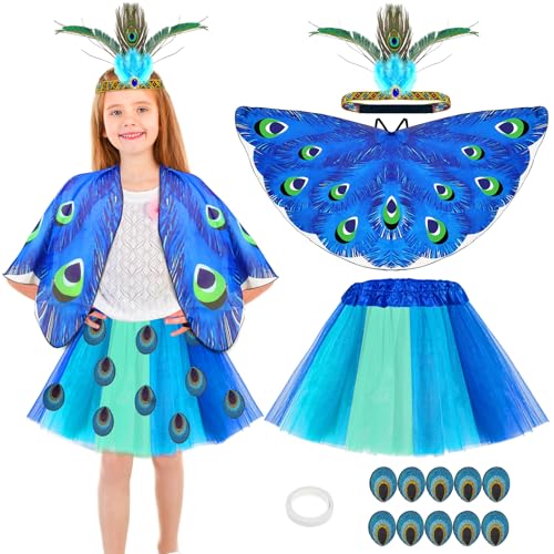 Pfau Prinzessin Kostüm Für Kinder, Flügel Kostüm Kinder, 5 Stück Pfau Schultertuch Haargürtel Tutu-Rock Sticksticker Tier Fairy Kostüm Für Halloween Karneval Cosplay Mädchen Geburtstag Pfau Prinzessin Kostüm Für Kinder, Flügel Kostüm Kinder, 5 Stück Pfau Schultertuch Haargürtel Tutu-Rock Sticksticker Tier Fairy Kostüm Für Halloween Karneval Cosplay Mädchen Geburtstag von Mprocen