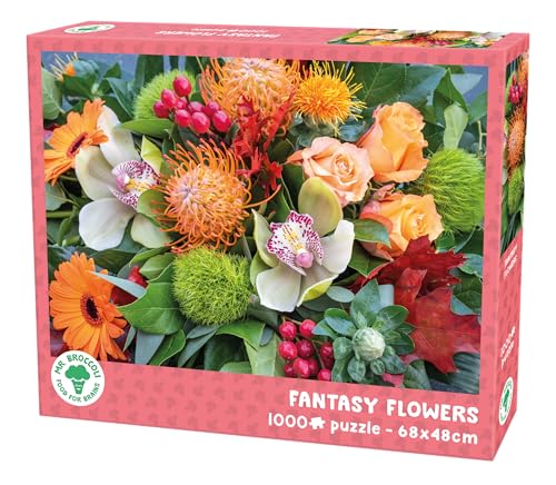 Mr. Broccoli 1000 Teile Puzzle - Fantasy Flowers - Bunter Blumenstrauß - Erwachsenen - 68 x 48 cm von Mr. Broccoli