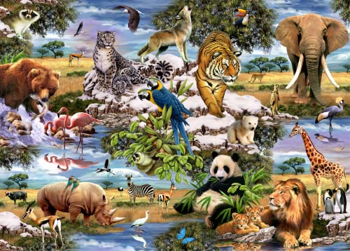 Mr. Broccoli Puzzle 1000 Teile Wildtiere - Collage aus Tiere - 68 x 48 cm - Wildlife Dschungel - Puzzle mit Tier-Motiv von Mr. Broccoli