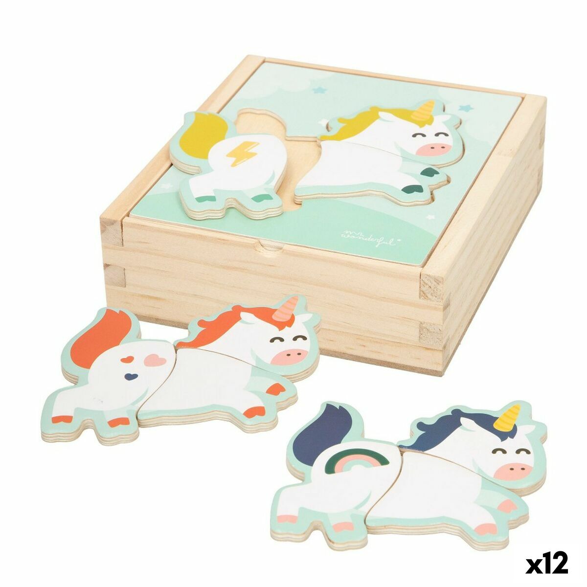 Kinder Puzzle aus Holz Mr. Wonderful Einhorn + 3 jahre 3 Stücke (12 Stück) von Mr. Wonderful