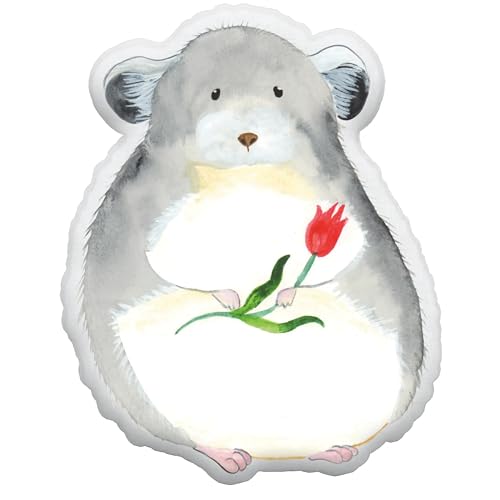 Mr. & Mrs. Panda Kissen Kuscheltier Chinchilla Blume 25 cm - Geschenk, Chinchillas, Plüschtier, Gute Laune, Tiere, Tierkissen, Kummer, Liebeskummer, von Mr. & Mrs. Panda