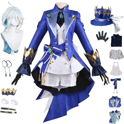 Mr.LQ Genshin Impact Furina Cosplay Kostüm Komplettset Mit Perücke Und Hüten Genshin Focalors Cosplay Kostüm Furina Cosplay Uniform Halloween Karneval Party Bühnenkostüm von Mr.LQ