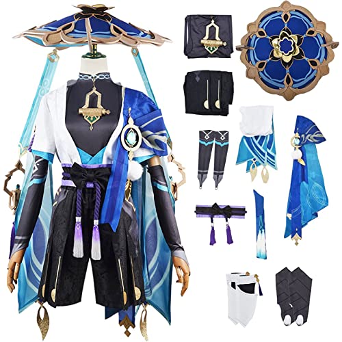 Mr.LQ Genshin Impact Wanderer Cosplay Kostüm Komplettes Set mit Hüte Genshin Scaramouche Cosplay Verkleidung Balladeer Cosplay Kimono Halloween Karneval Party Bühnenauftritt Kostüm von Mr.LQ