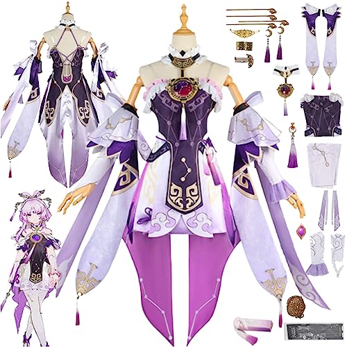 Mr.LQ Honkai Star Rail Fu Xuan Cosplay Game Character Uniform, Halloween Karneval Dress Up Anzug Für Frauen Mit Kopfschmuck Perücke Ohrring Für Frauen von Mr.LQ