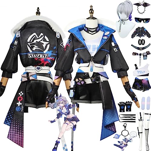 Mr.LQ Premium Honkai Star Rail Silver Wolf Cosplay Kostüm Outfit Spielfigur Kafka Uniform Komplettset Halloween Dress Up Anzug Mit Perücke von Mr.LQ