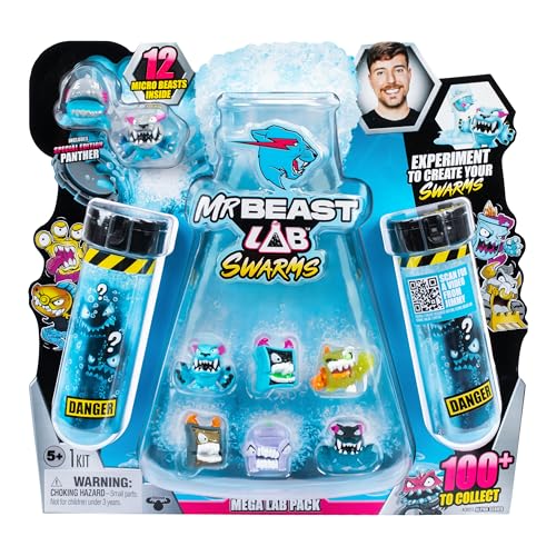 MrBeast Lab 24715 Mega-Laborpackung 12 Swarms im Inneren Experimentiere, um Deine Sammelfiguren zu erschaffen Mischen, schütteln, mutieren, Mehrfarbig von MrBeast Lab