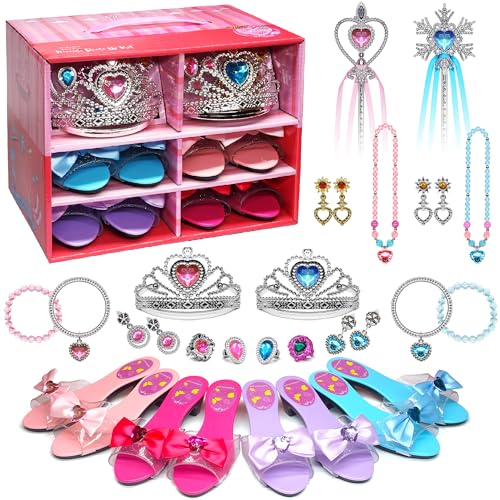 Mrabbitoo Kinderschminke Set Mädchen Prinzessin Schuhe - ELSA Schuhe Make-up Spielzeug Schmuck Set für Kinder, Kinder Schminke Stöckelschuhe,Weihnachts Geburtstags Geschenke für Mädchen 3 4 Jahre von Mrabbitoo