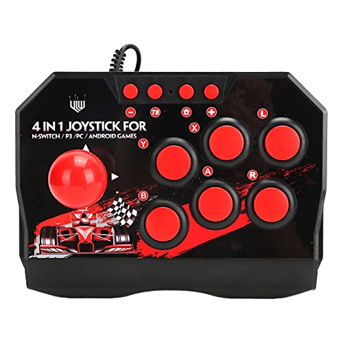 Arcade Fight Stick, Verkabelter Arcade-Joystick, mit Kugelförmigem Metall-Joystick und 6 Runden Steuertasten, Zubehör für Arcade-Spiele für Switch/PC/PS3 von Mrisata