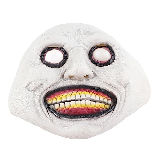 Gruselige Halloween-Maske, Lächelnde Dämonen, Horror-Maske, Gruselige Halloween-Maske, Böse Cosplay, Gruselige Maske, Halloween-Kostüm, Party-Requisiten, Gruselige Weiße Maske von Mrisata