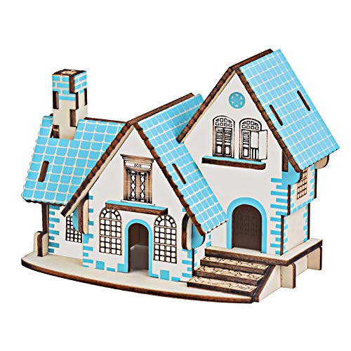 Hölzernes Villa-Haus, 3D-Puzzle, Lernspielzeug, Kinderhandwerk, Modellbau, DIY, Sicheres, Ungiftiges Grünes Material von Mrisata