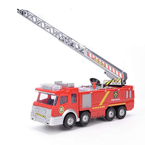 Mini-Luftleiter-LKW-Modell Zur Brandbekämpfung, Spielzeugauto, Musik, Omnidirektionales Sprühwasser, Kunststoff (Jupiter-Feuerwehrauto (385G)) von Mrisata