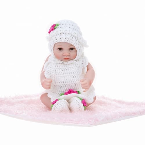 Mrisata 10-Zoll-Reborn-Babypuppen aus Silikon, Ganzkörperrealistisch, Keine Vinylpuppen, Lebensechte Neugeborene, Platin-Silikon-Babypuppen, Realistische Puppe für Kinder, Kinder, von Mrisata