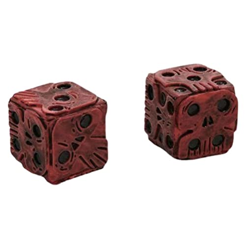 Mrisata 2 Stück Rote Halloween-Skelett-Würfel, Totenkopf-Würfel, Halloween-Würfel, 3D-Skelett-Würfel, Dekorativ, Neuartige Dekorative Mini-Skelett-Gaming-Würfel (A) von Mrisata