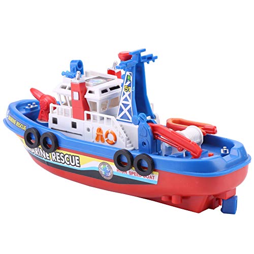 Mrisata Elektrisches Feuerlöschboot-Spielzeug, Feuerlöschschiff-Spielzeug, Feuerschiff-Spielzeug, Marineschiff-Spielzeug, Wasserstrahlboot, Schnellboot, Sprühwasser-Schiffsspielzeug mit von Mrisata